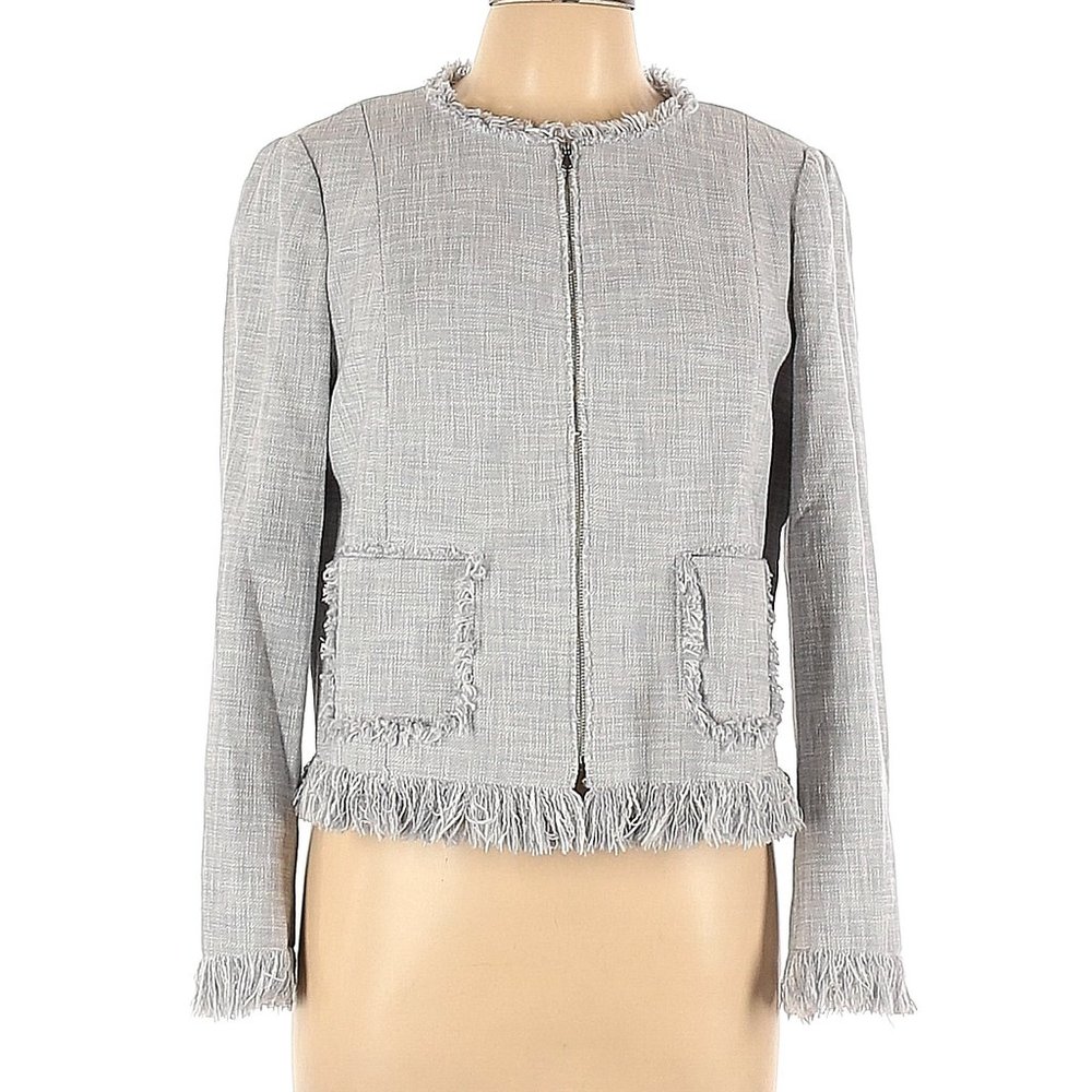 Rebecca Taylor Fringe Tweed Blazer